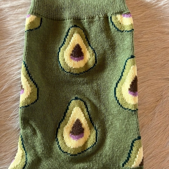 3/$15 Brand New Avocado fruit Print Half-Crew Socks - Picture 4 of 4